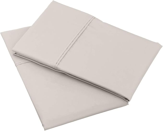 Amazon Basics 400 Thread Count Cotton Pillow Cases, Stone Gray - Image 4