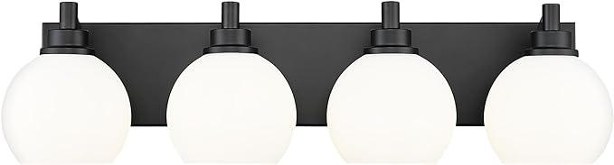 Bathroom Light Fixtures, 4 Light Matte Black Vanity Light, 26 Inch Modern Wall by Metwet