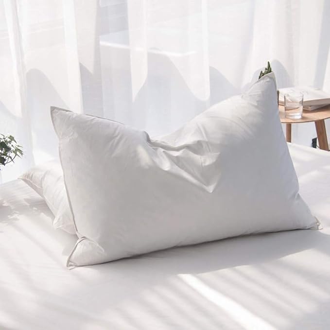 Luxury Feathers Down Pillows Standard Size Set of 2, Hotel Quality Fluffy Bed by AIKOFUL