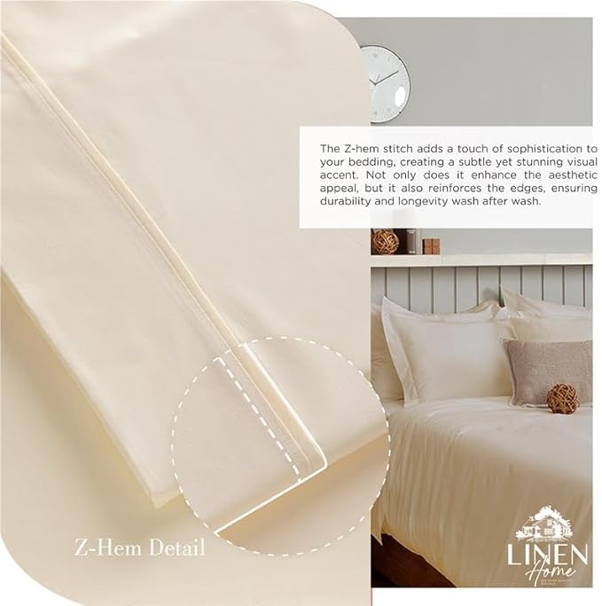 Linen Home 100% Cotton Percale Sheet Set Pack of 2, King Size, Deep Pocket - Image 3