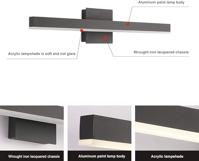 Joossnwell LED Bathroom Vanity Lighting Fixture Morden Bath Light Bar 23.62" - Image 5
