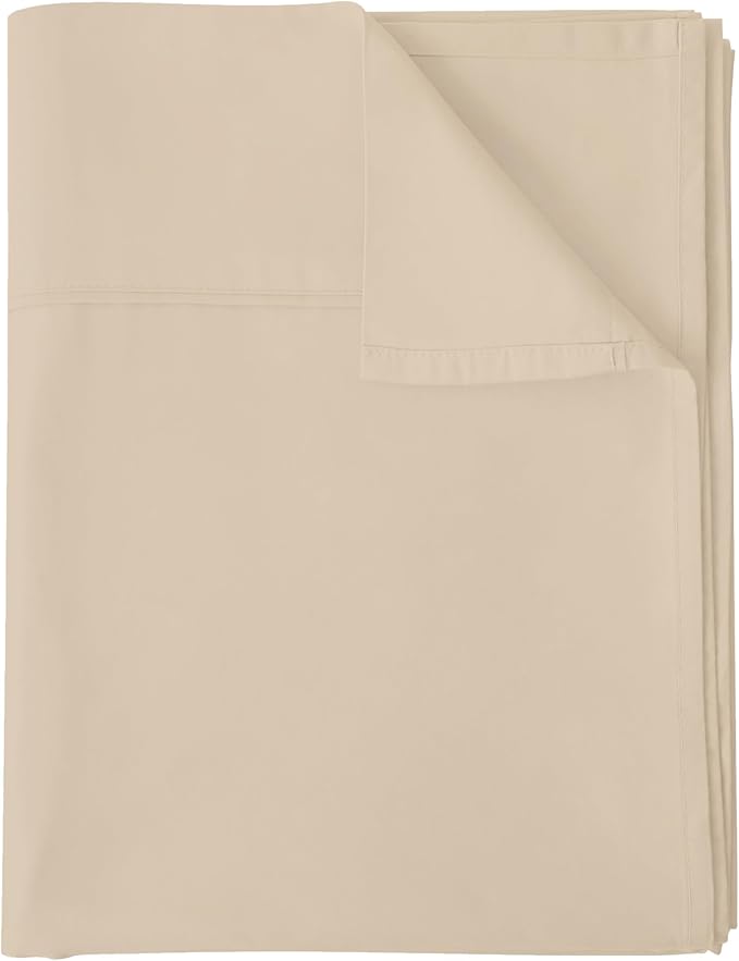 Flat Sheet Only Cal King Size, 400 TC 100% Egyptian Cotton Flat Sheet-Beige by ShunjieHome