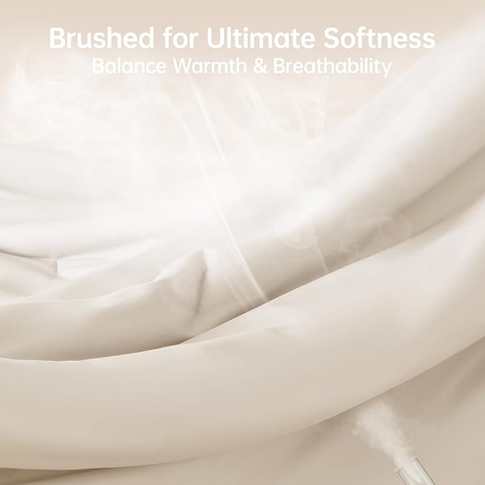 MUXHOMO Beige California King Comforter Set, All Season Ultra Soft Down - Image 3