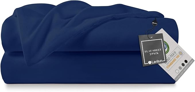 Lavisun Flat Sheets 2 Pack, Hotel Quality Flat Bed Sheets, Brushed Microfiber by Lavisun