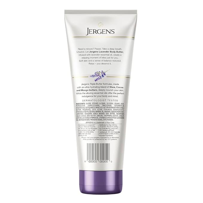 Jergens Lavender Body Butter Hand and Body Lotion, Moisturizer - Image 2