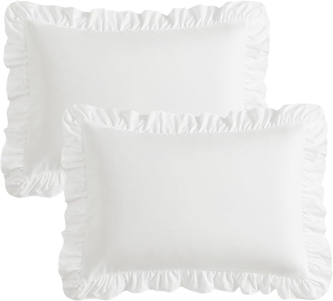 KKJIAF Ruffle Pillow Cases Queen Size Set of 2, Ruffled Pillow Covers - Image 7