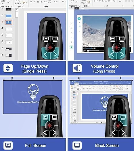 Presentation Clickers Wireless Presenter Remotes for PowerPoint, Powerpoint Clicker with Volume Control PowerPoint Slide Advancer for Mac, Receiver with Dual Functions,Computer, Laptop, LBBYDDLL