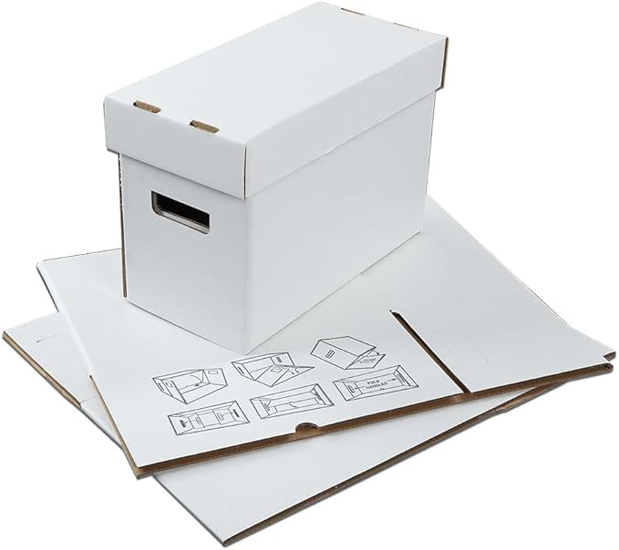 PIT66 10 Pcs Comic Books Storage Boxes With Lids Short Holds 150-175 Stackable Durable Archive White Comic Book Storage