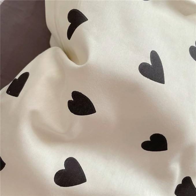 Nayoroom Black and White Heart Duvet Cover Full Size Black Hearts Printed on - Image 6