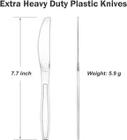Dealusy 300 Count Extra Heavy Duty Clear Plastic Knives Disposable, BPA-Free, Heat Resistant, Solid and Durable Disposable Knives Bulk, Premium Plastic Knives heavy duty for Party Supply