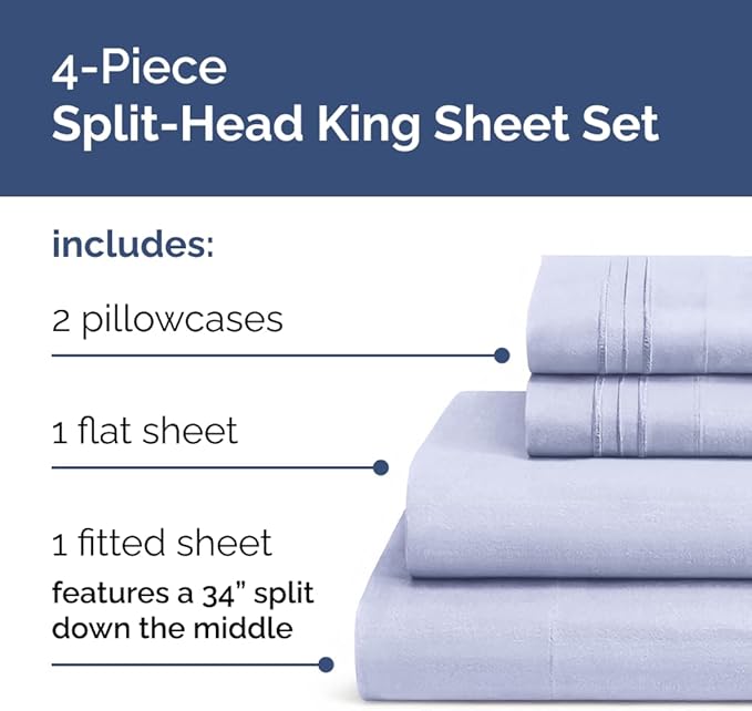 Flex Top Split Head King 4 Piece Sheet Set - Image 2