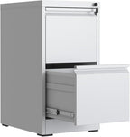 Reegangfa 2 Drawer File Cabinet with Lock, Metal Vertical Filing Cabinet, Lockable Heavy Duty Steel Small File Cabinets for Home Office, for A4 Legal/Letter Size Storage, White, Assembly Required