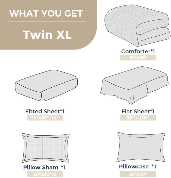 HYMOKEGE Lake Blue Twin XL Comforter Set Seersucker 5 Pieces, All Season Luxury - Image 5