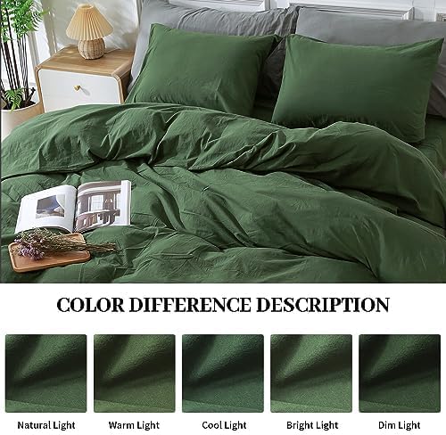 NEXHOME PRO Duvet Cover Set 100% Washed Cotton Full Size Linen Feel Textured - Image 4