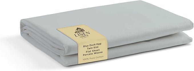 Linen Home 100% Cotton Percale 1 Flat Sheet, Twin Size by LINENHOME