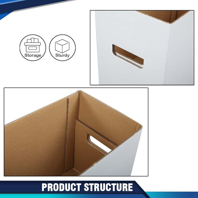 PIT66 5 Pcs Comic Book Storage Boxes, Holds 150-175 Comics Each, Collapsible, Stackable, Moistureproof, White, 15.83"L x 11.42"W x 7.87"H