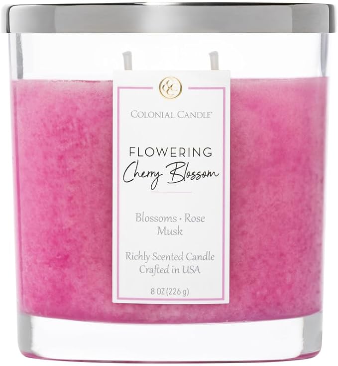 Colonial Candle Flowering Cherry Blossom Scented Candle Jar, Highly Fragranced by ColonialCandle