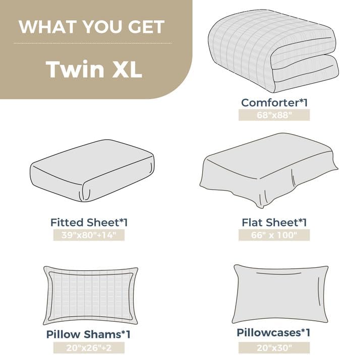 HYMOKEGE Mustard Yellow Twin XL Comforter Set Seersucker 5 Pieces, All Season - Image 6