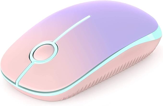 VssoPlor Wireless Mouse, 2.4G Slim Portable Computer Mice with Nano Receiver Quiet Silent Optical Laptop Mouse for Notebook, PC, Laptop, Computer-Pink to Purple