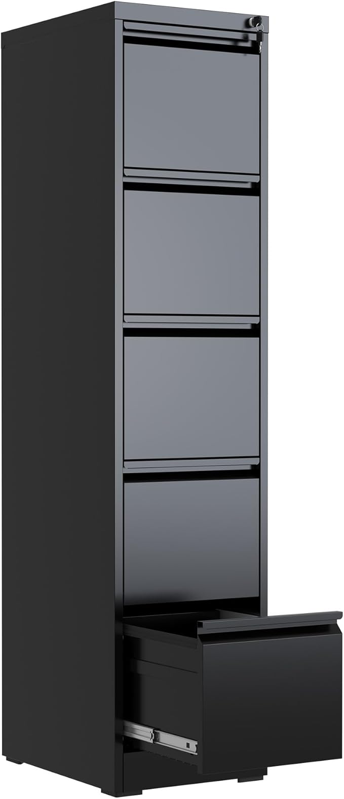 Reegangfa 5 Drawer File Cabinet with Lock, 18" D Metal Vertical File Cabinets, Steel File Storage Cabinets for Home Office, Hanging A4 Legal/Letter Size Narrow Filing Cabinet, Assembly Required