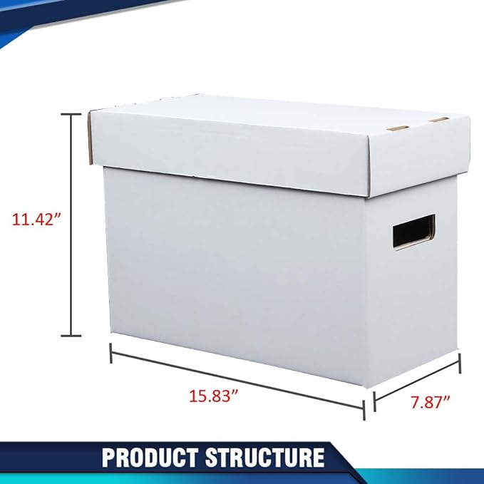 PIT66 5 Pcs Comic Book Storage Boxes, Holds 150-175 Comics Each, Collapsible, Stackable, Moistureproof, White, 15.83"L x 11.42"W x 7.87"H