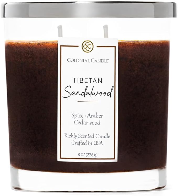Colonial Candle Tibetan Sandalwood Scented Candle Jar, Highly Fragranced Candles by ColonialCandle