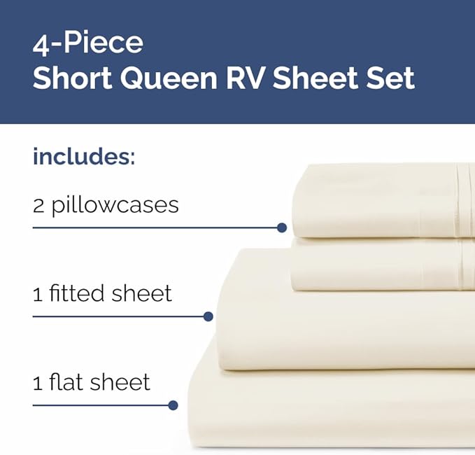 Short Queen Size 4 Piece Sheet Set - Image 2