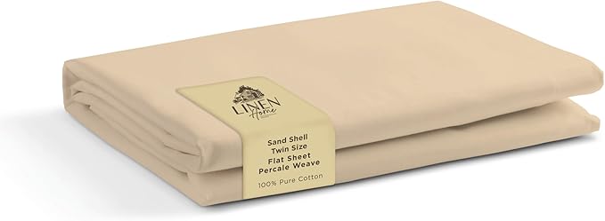 Linen Home 100% Cotton Percale 1 Flat Sheet, Full Size by LINENHOME