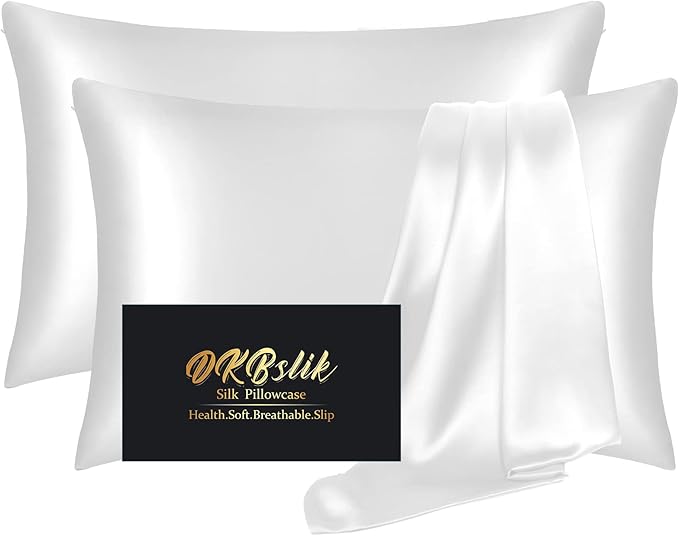 Silk Pillowcase 2 Pack, Natural Mulberry Silk Pillow Cases, Anti Acne Silk by HOME