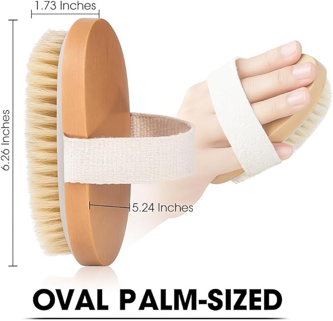 OPAZ 2-Pack Dry Body Brush – Natural Boar Bristles, Ergonomic Cotton Strap – - Image 6