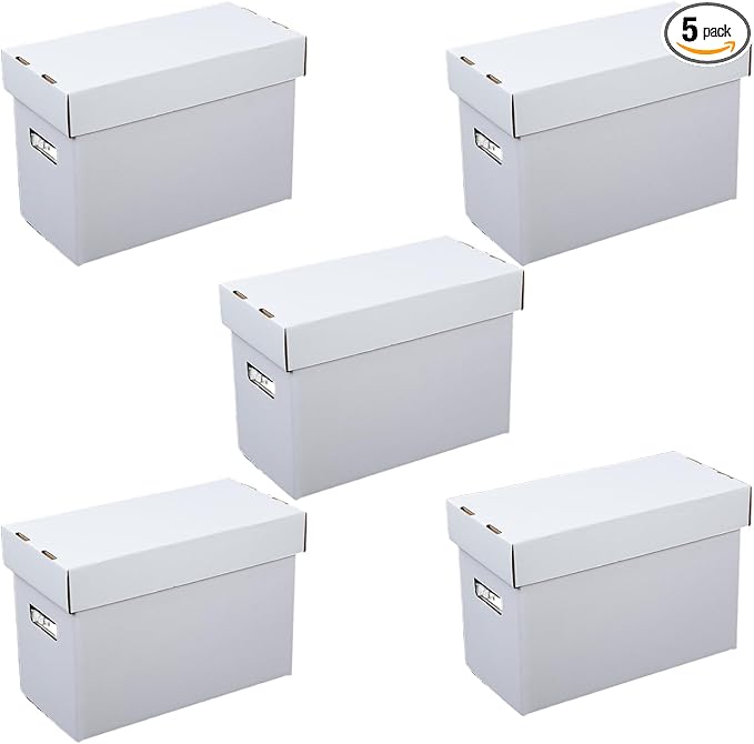 ANDPLAY 5 Pcs Comic Book Storage Boxes With Lids Short Holds 150-175 Comics Collapsible and Stackable Comic Short Box Moistureproof Comic Box