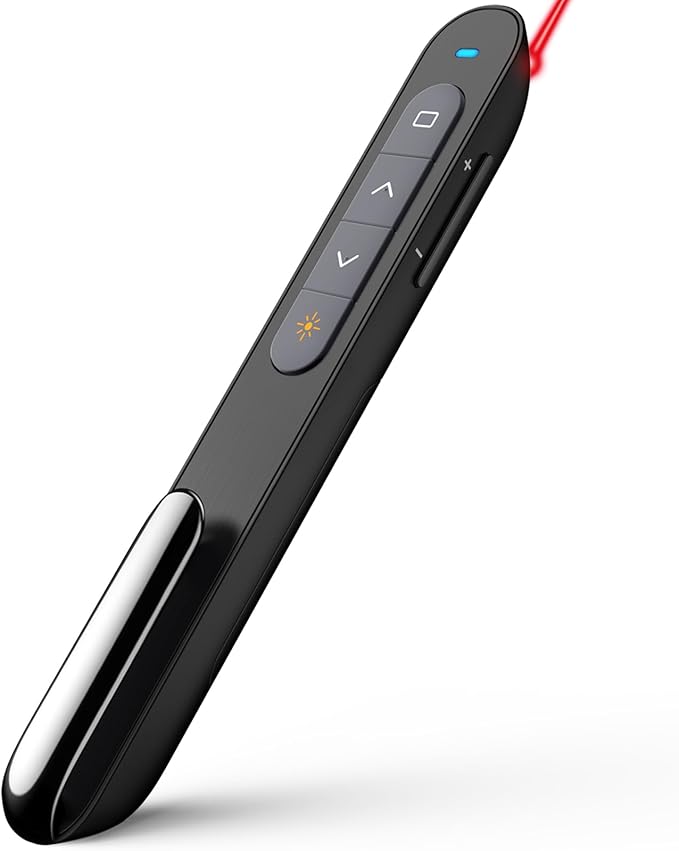 Norwii Bluetooth Presentation Clicker for PowerPoint, Wireless Presenter, Presentation Remote with Pointer, Slide Clicker with 328ft Long Range for Teacher and Presenter, macOS Applicable