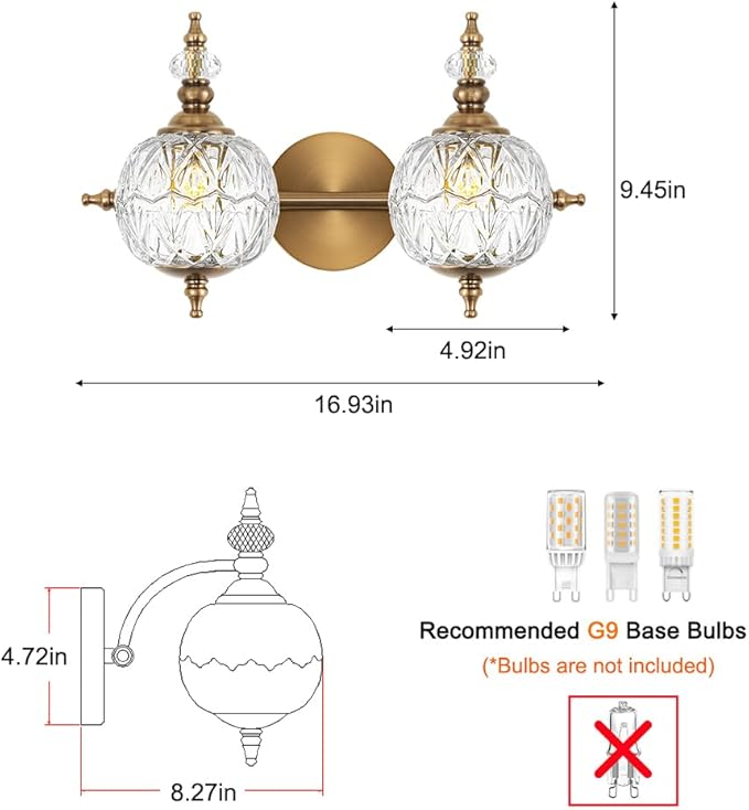 Brushed Antique Brass Bathroom Vanity Light Fixture Vintage Style - Image 5