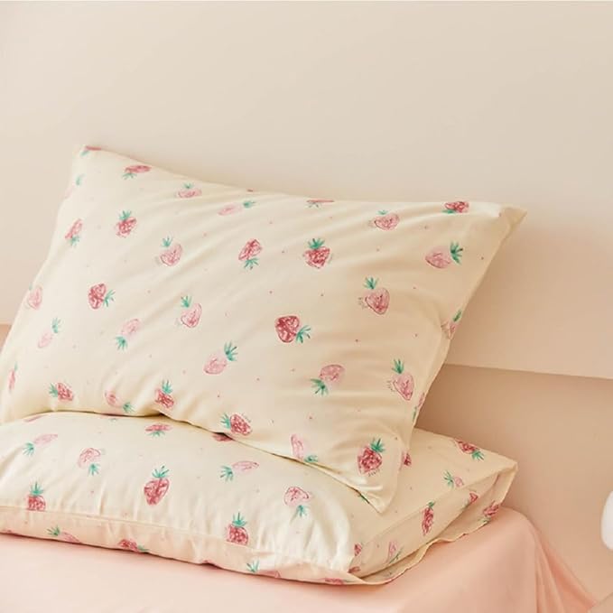 Nayoroom Strawberry Duvet Cover Set Full Size Girls Cute Pink Strawberries - Image 6