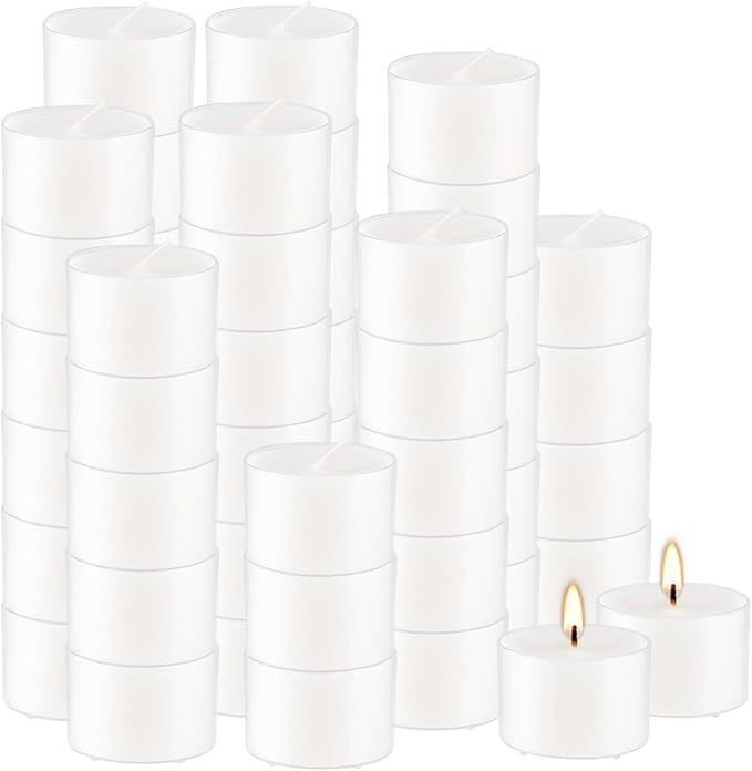 Set of 50 White Scented Tealight Candles Bulk, Vanilla Fragrance Wax - Image 2