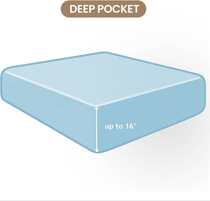 ROSE&RISY Light Blue Queen Fitted Sheet, Soft and Breathable - Image 6