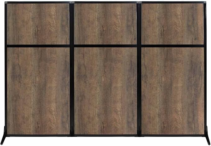 Versare Workstation Partition | Portable Wall Divider | Modern Office Cubicle | Free Standing Privacy Screen | Flexible Work Space | 99" x 70" Urban Oak Wood Grain Panels No Window