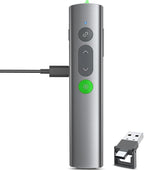 Wireless Presentation Clicker PowerPoint Remote: USB C A Presenter PPT Power Point Google Slide Advancer with Green Laser Pointer Smart Board Clicker for Computer Laptop Mac Projector Office Classroom