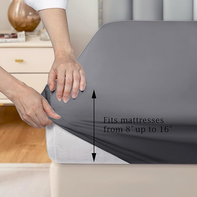 FreshCulture Pure Cotton Fitted Sheets California King Size, 300 Thread Count - Image 5