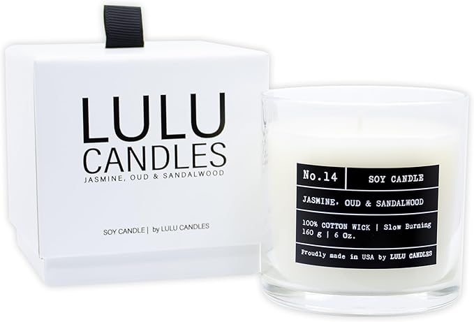 Lulu Candles | Jasmine, Oud & Sandalwood | Luxury Scented Soy Jar Candle | Hand by LULUCANDLES