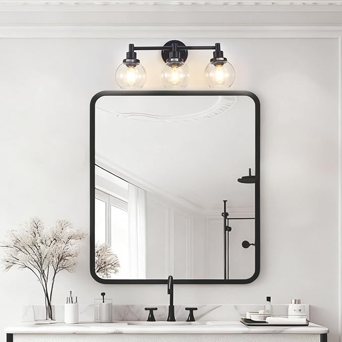 3-Light Bathroom Light Fixture Black Vanity Lights Over Mirror Modern Wall - Image 6