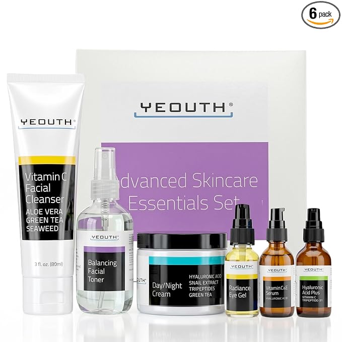 YEOUTH Skin Care Set: Hyaluronic Acid Serum, Vitamin C Serum, Face Cleanser by YEOUTH