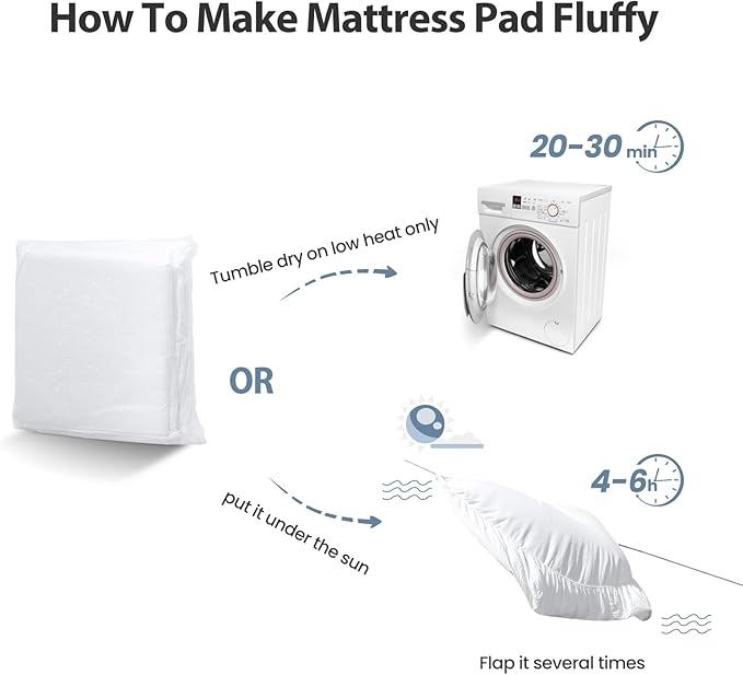 EASELAND Full Size Mattress Pad Pillow Top Mattress Cover Quilted Fitted - Image 8