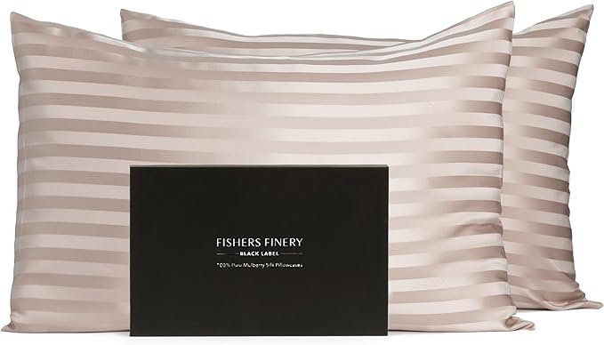 Fishers Finery 30mm 100% Pure Mulberry Silk Pillowcase Set, Quality Tested by FishersFinery