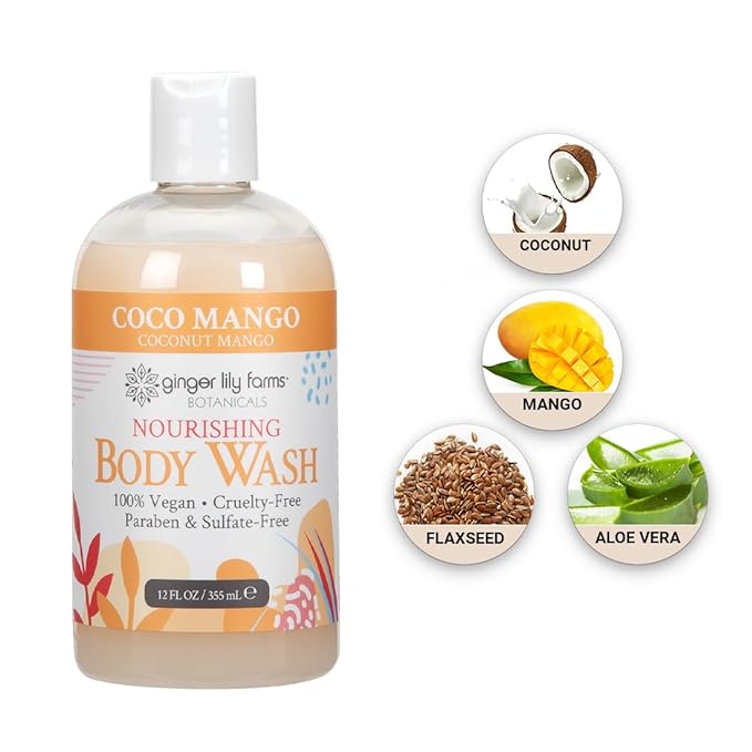 Ginger Lily Farms Botanicals Nourishing Body Wash, Coco Mango, 100% Vegan & - Image 6