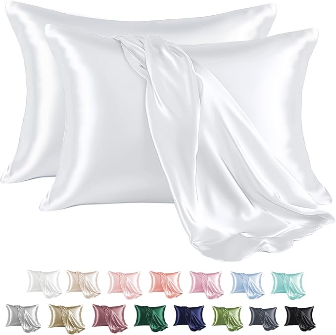 MR&HM Satin Pillowcase for Hair and Skin, Silk Satin Pillowcase 2 Pack by MRHM