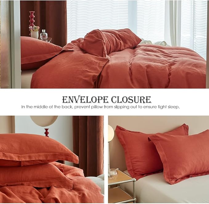 Simple&Opulence 100% Linen Duvet Cover Set 3pcs Basic Style Natural French - Image 3