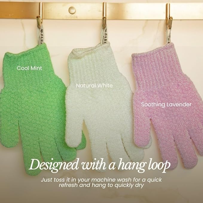 Bare Botanics 4 Pack White Exfoliating Shower Gloves - Image 5