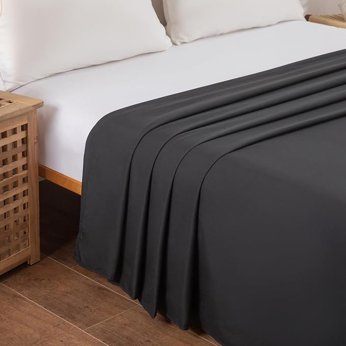 King Flat Sheet Only， 108x102Inch Black - Image 3