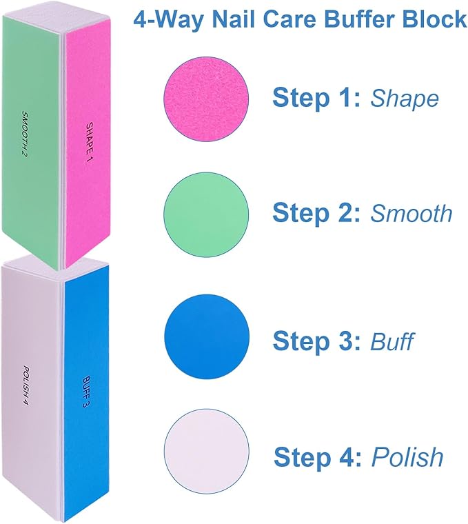 Nail File and Buffer Set, 4 Way Nail Buffers Shine Kit Professional Nail Files - Image 3